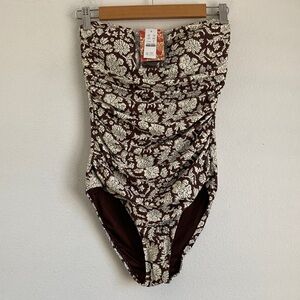 J. Crew Women's SZ Blockprints™ X J.Crew Gemma ruched bandeau one-piece Size‎ 6